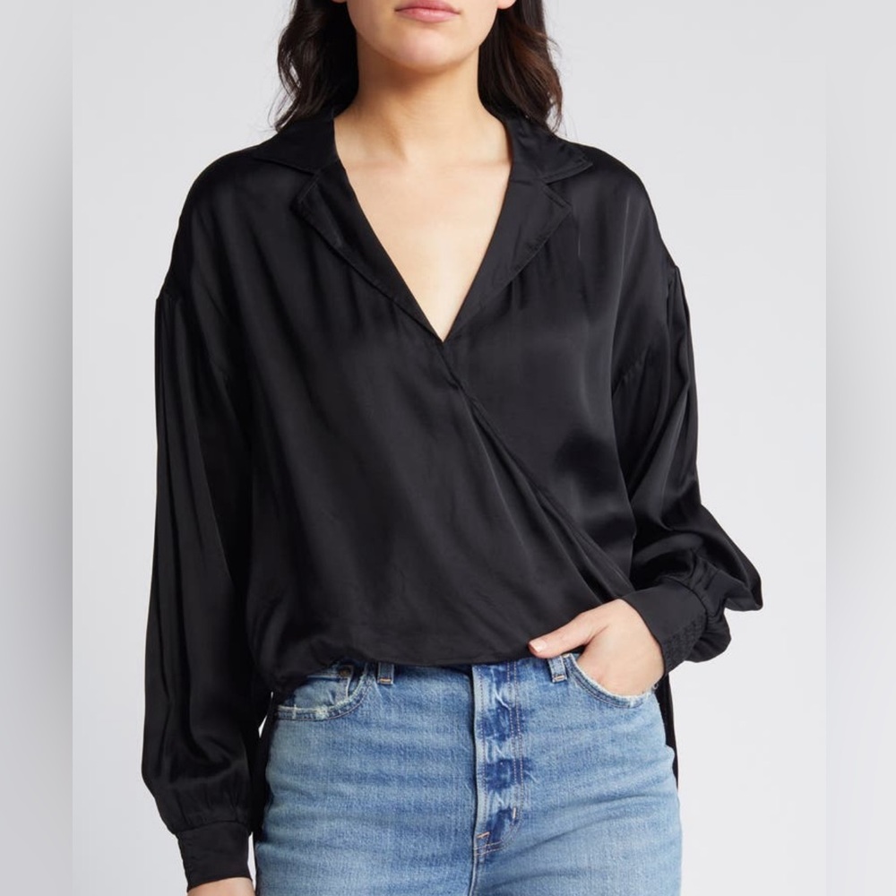 AllSaints Penny Balloon Sleeve High-Low Top - Size 6